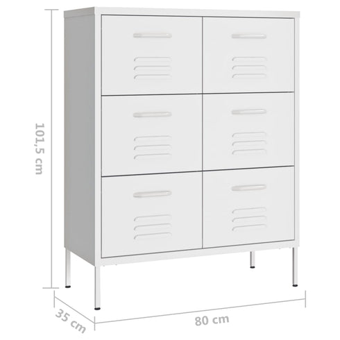 Lady Jillian -  Drawer Cabinet White 80x35x101,5 cm Steel